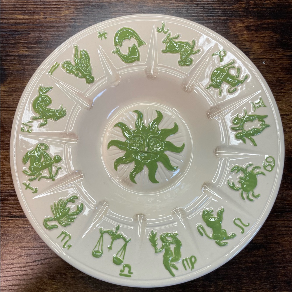Vintage MCM Ceramic Pottery Zodiac Ashtray Wall Art Dish